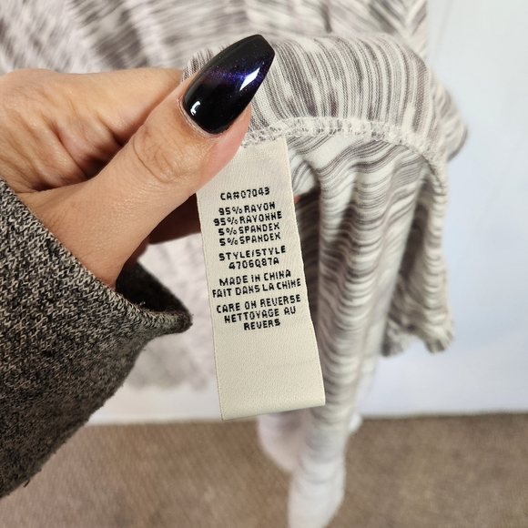 Max Studio Gray Sharkbite Hem Tunic Hi Low Dress 3/4 Sleeves Soft Stretchy Large - Picture 5 of 6